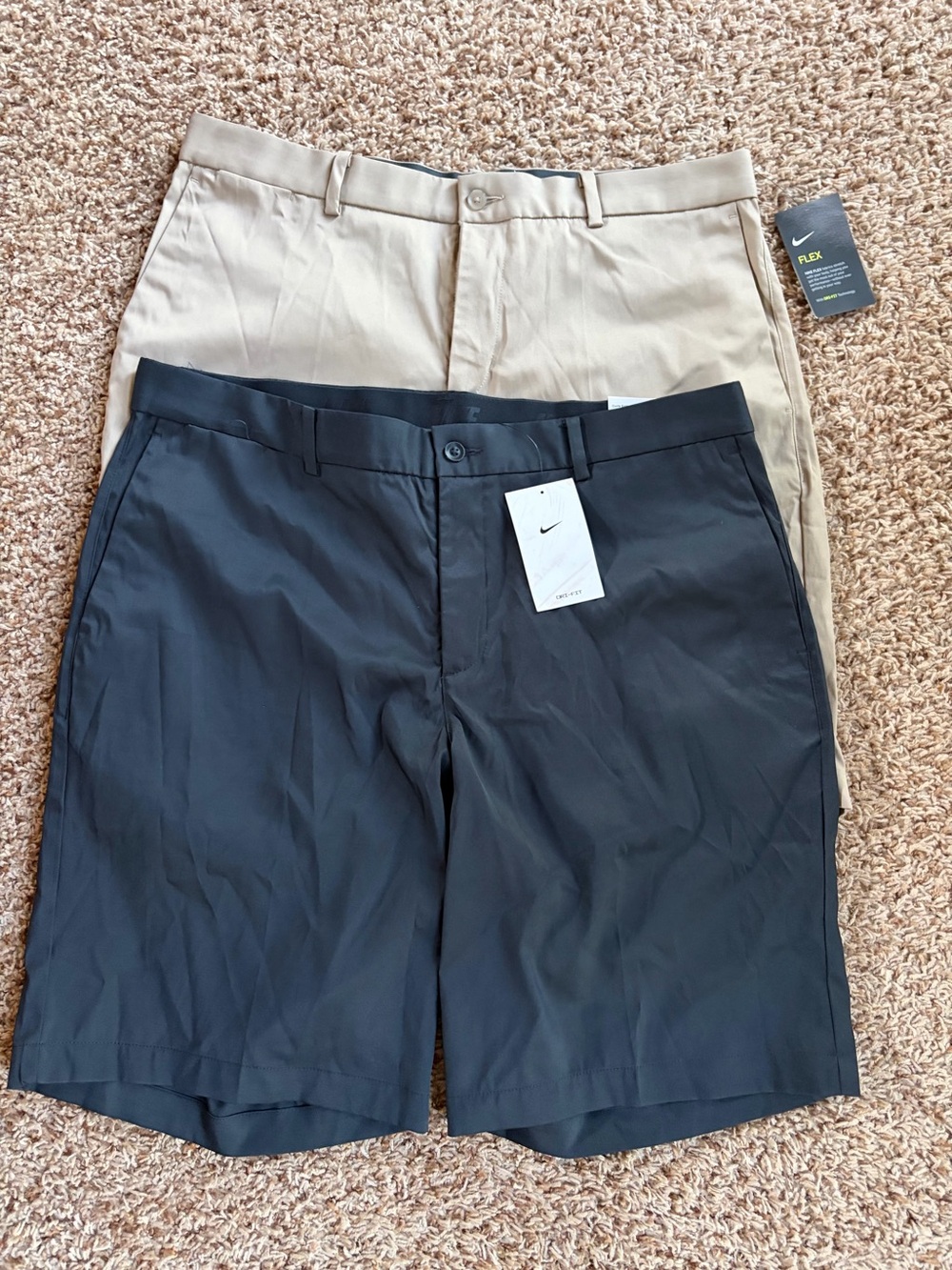 Nike Men’s Flat Front Golf Shorts - Black and Khaki